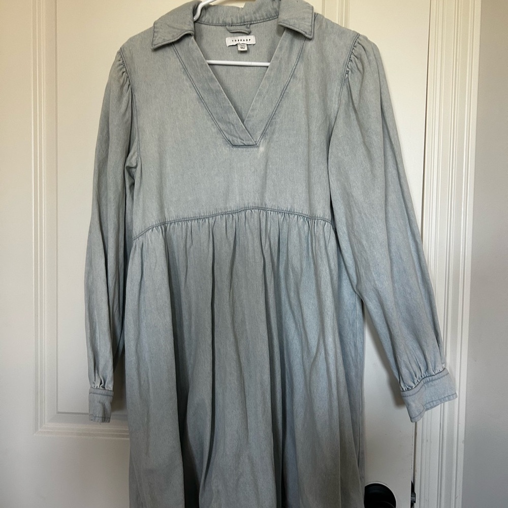 Topshop Light Blue Long Sleeve Dress